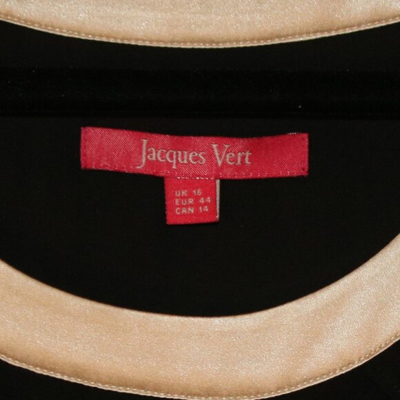 Ladies sleeveless Cocktail Dress, Black with cream trim. US size 14. - Picture 2 of 3